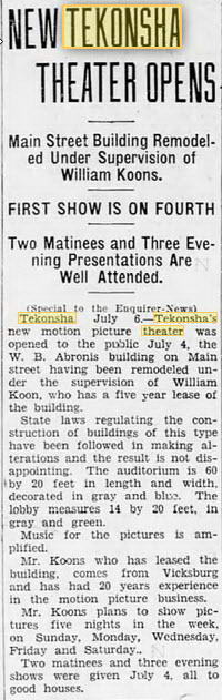 Riviera Theater - 07 Jul 1929 Opening Announcement